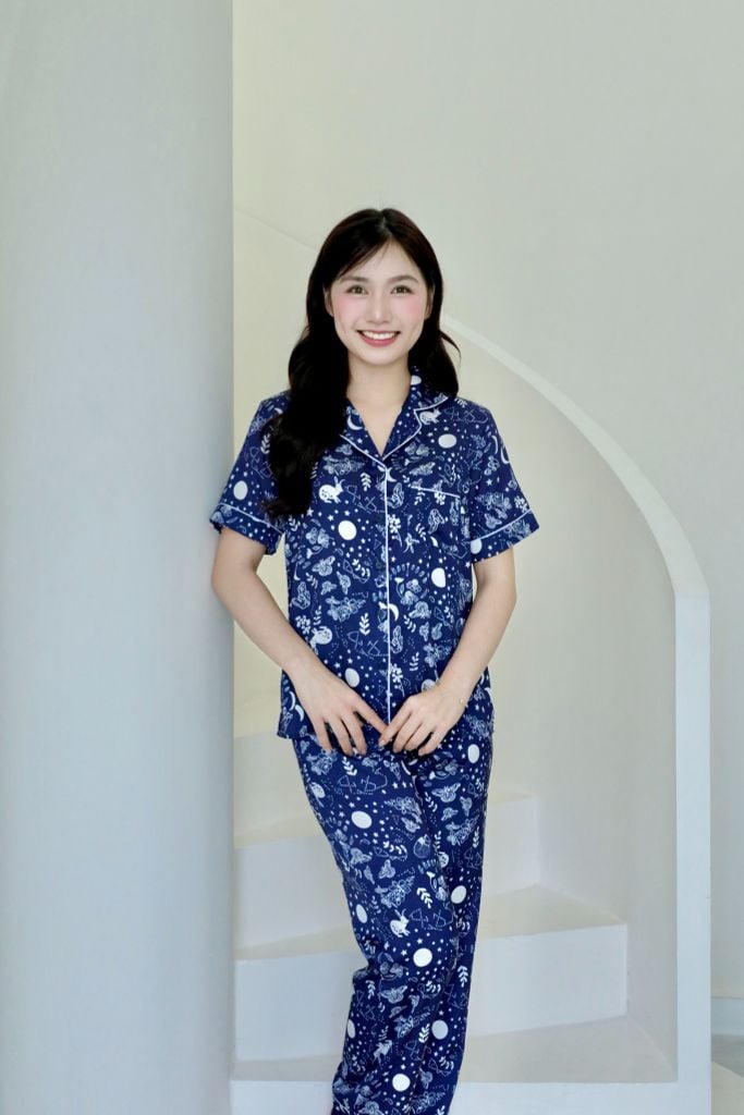 Pijama lụa Latin TNQD - Stellar Navy