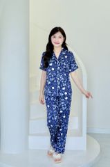 Pijama lụa Latin TNQD - Stellar Navy