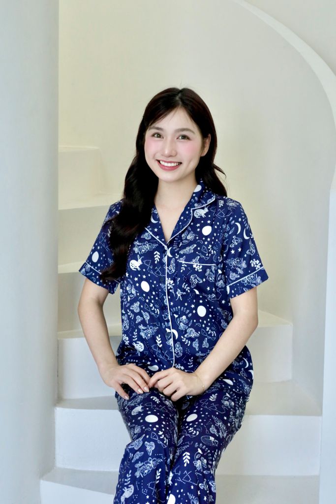 Pijama lụa Latin TNQD - Stellar Navy