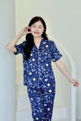 Pijama lụa Latin TNQD - Stellar Navy