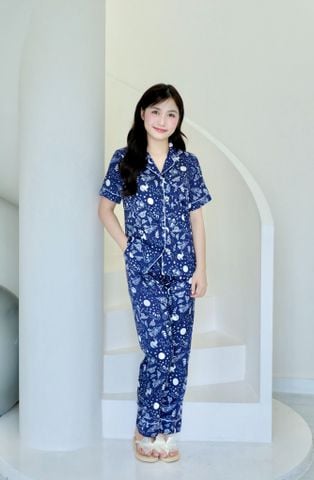Pijama lụa Latin TNQD - Stellar Navy