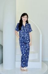 Pijama lụa Latin TNQD - Stellar Navy