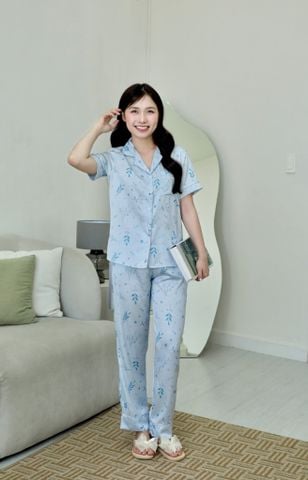 Pijama lụa Latin TNQD - Willow Blue Gray