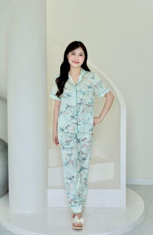 Pijama lụa Latin TNQD - Swallow Mint