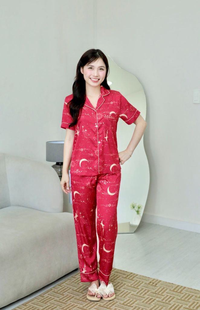 Pijama lụa Latin TNQD - Stardust Red