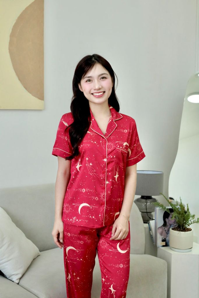 Pijama lụa Latin TNQD - Stardust Red