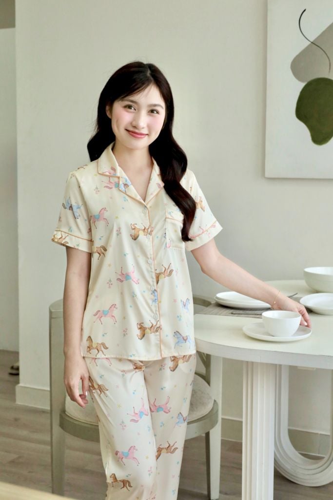 Pijama lụa Latin TNQD - Ponny Cream
