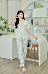 Pijama lụa Latin TNQD - Vine Ivory