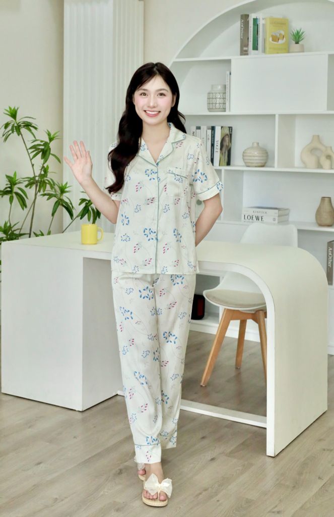 Pijama lụa Latin TNQD - Vine Ivory