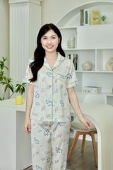 Pijama lụa Latin TNQD - Vine Ivory