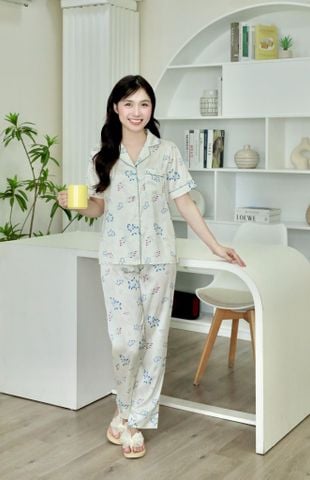 Pijama lụa Latin TNQD - Vine Ivory