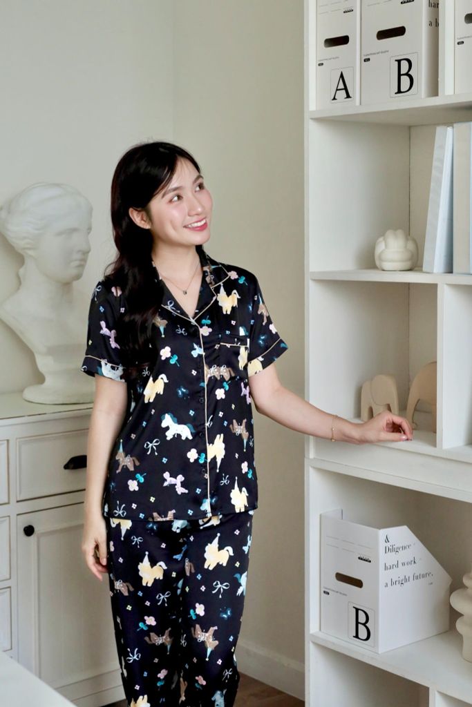 Pijama lụa Latin TNQD - Aurora Black