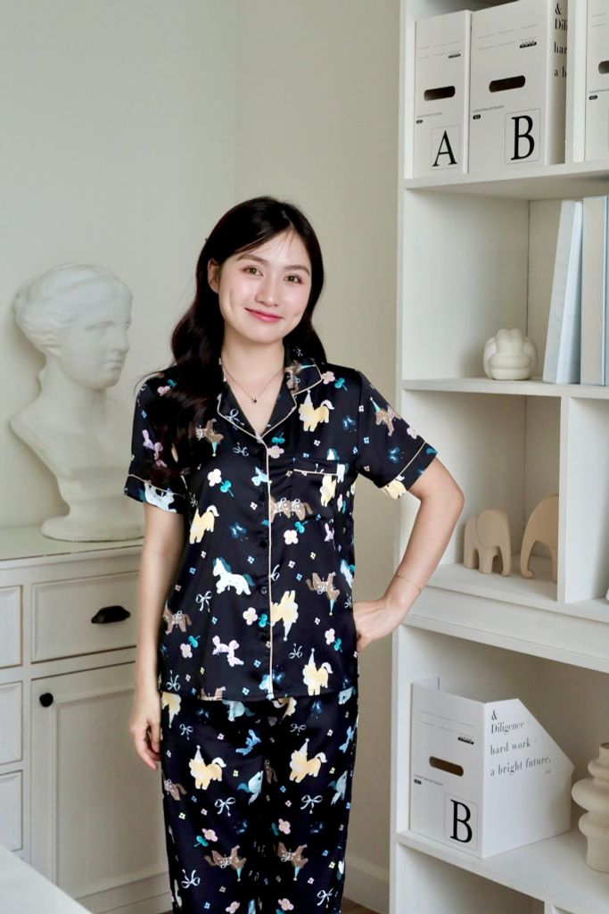 Pijama lụa Latin TNQD - Aurora Black