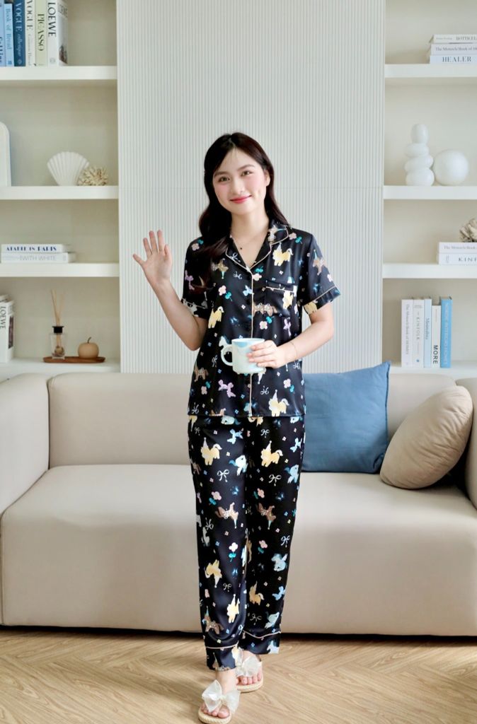 Pijama lụa Latin TNQD - Aurora Black