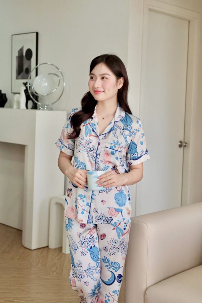 Pijama lụa Latin TNQD - Meadow White