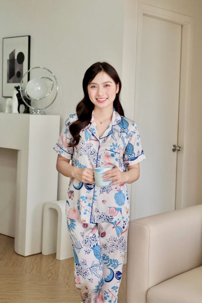 Pijama lụa Latin TNQD - Meadow White