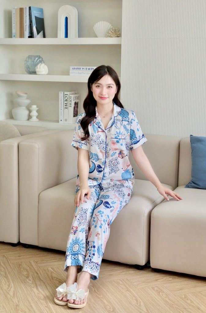 Pijama lụa Latin TNQD - Meadow White