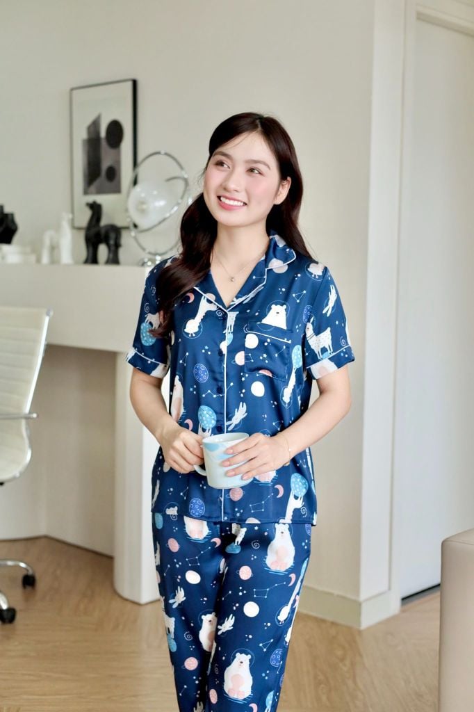 Pijama lụa Latin TNQD - Orbit Dark Blue