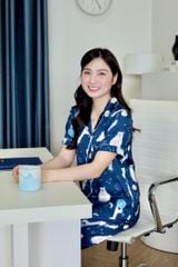 Pijama lụa Latin TNQD - Orbit Dark Blue