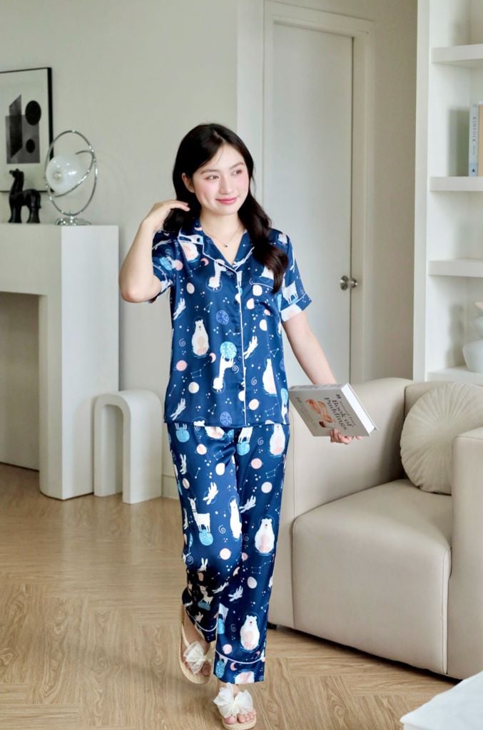 Pijama lụa Latin TNQD - Orbit Dark Blue