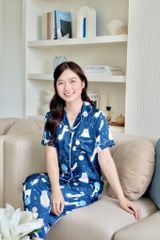 Pijama lụa Latin TNQD - Orbit Dark Blue