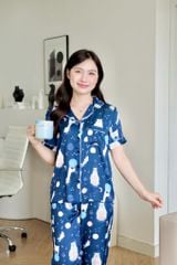 Pijama lụa Latin TNQD - Orbit Dark Blue