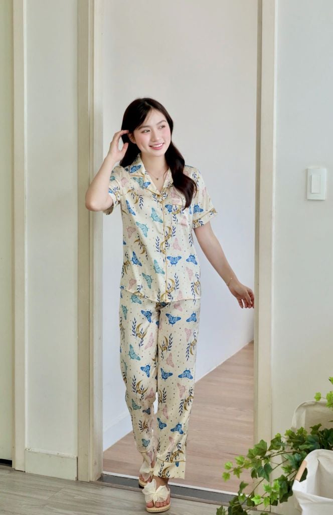 Pijama lụa Latin TNQD - Flutter Cream