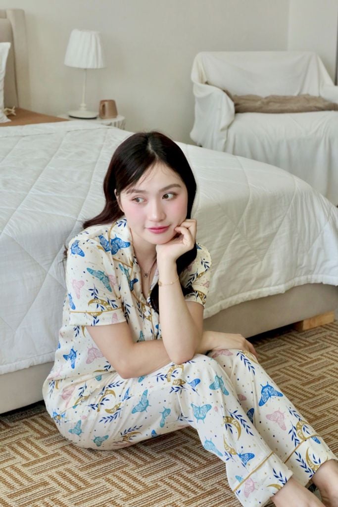 Pijama lụa Latin TNQD - Flutter Cream