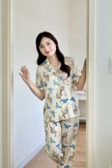 Pijama lụa Latin TNQD - Flutter Cream