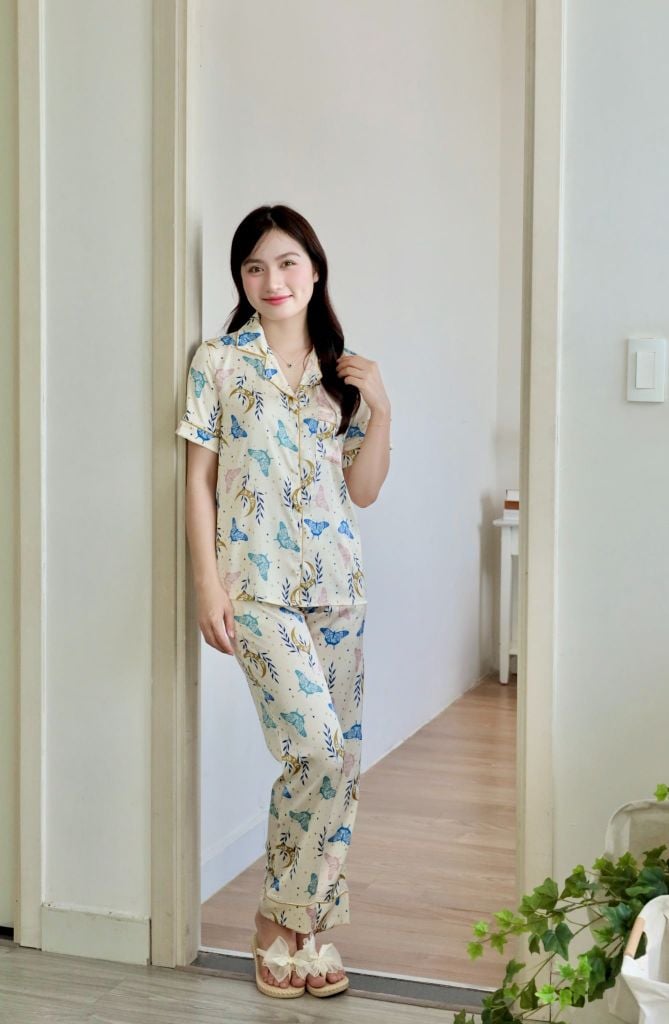 Pijama lụa Latin TNQD - Flutter Cream