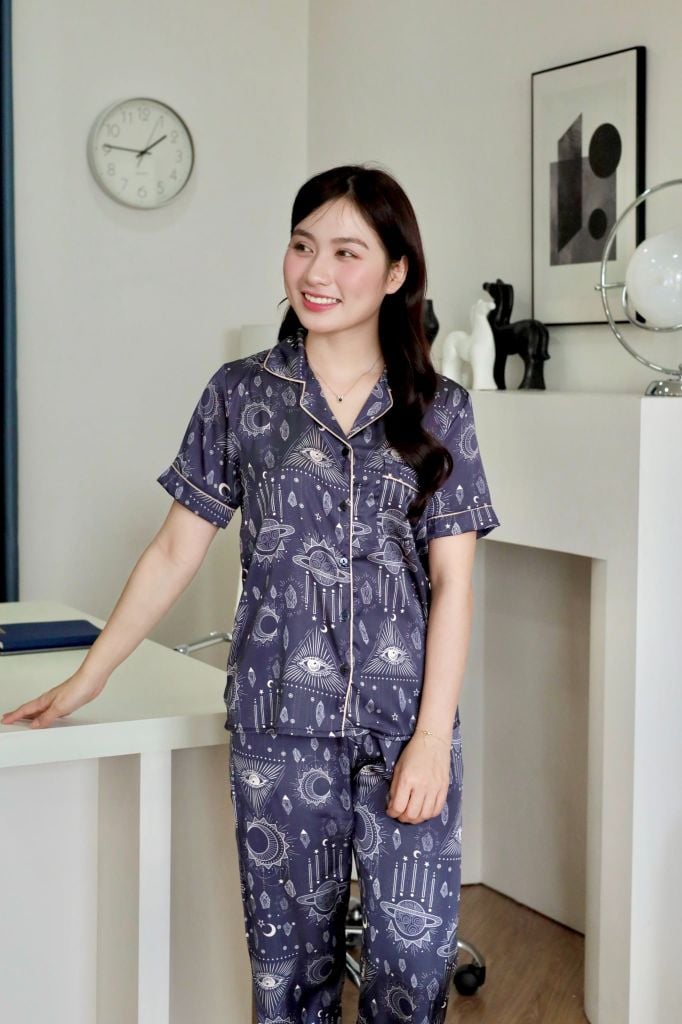 Pijama lụa Latin TNQD - Mystic Dark Gray