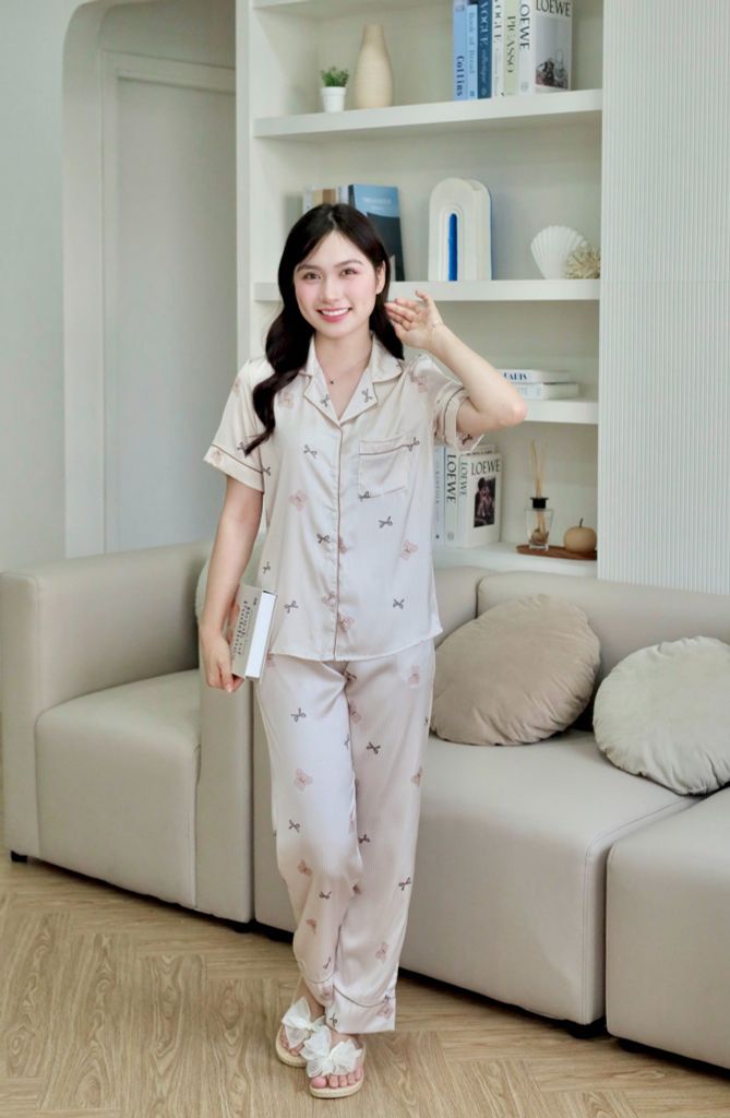 Pijama lụa Latin TNQD - Cuddle Beige