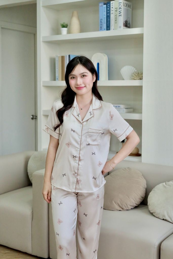 Pijama lụa Latin TNQD - Cuddle Beige