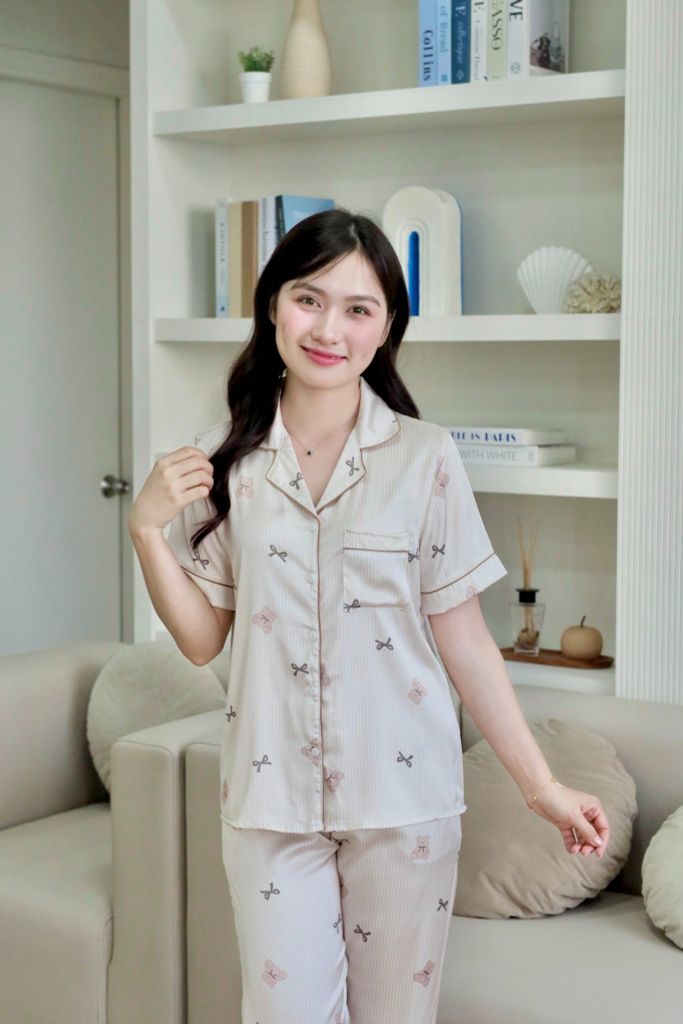 Pijama lụa Latin TNQD - Cuddle Beige