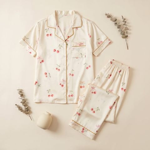 Pijama Lụa Latin TNQD - Cherry Cream