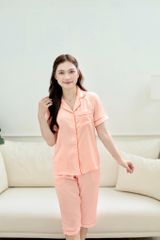 Pijama lụa Latin trơn TNQL - Orange