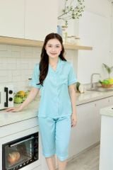 Pijama lụa Latin trơn TNQL - Mint