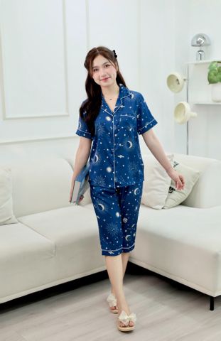 Pijama Lụa latin mềm mại, sang trọng Satino TNQL - Midnight Dark Blue