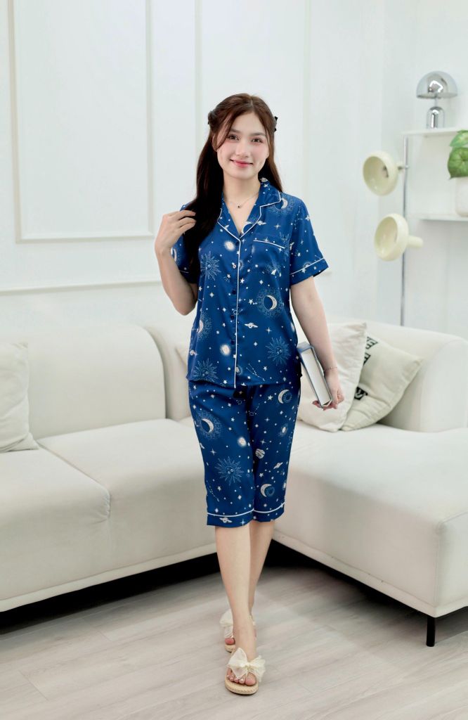 Pijama Lụa latin mềm mại, sang trọng Satino TNQL - Midnight Dark Blue
