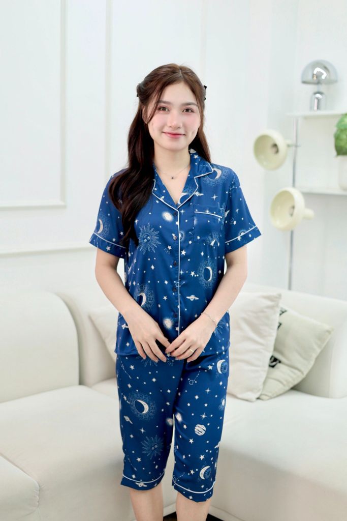 Pijama Lụa latin mềm mại, sang trọng Satino TNQL - Midnight Dark Blue