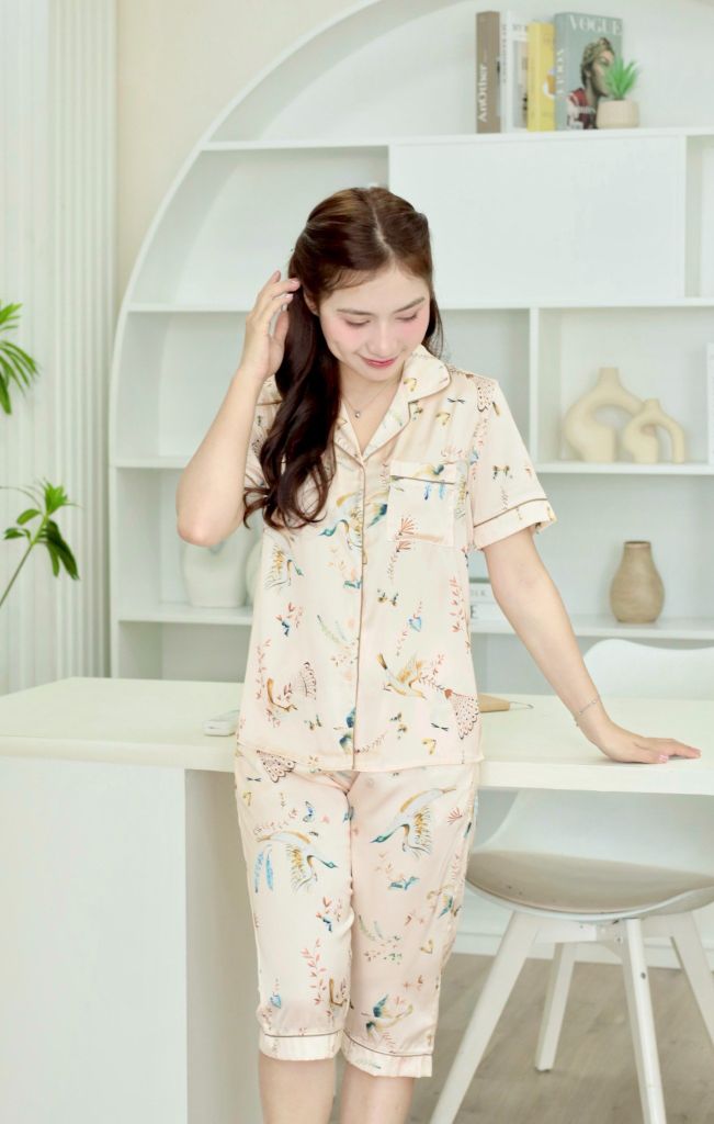 Pijama Lụa latin mềm mại, sang trọng Satino TNQL - Peacock Nude