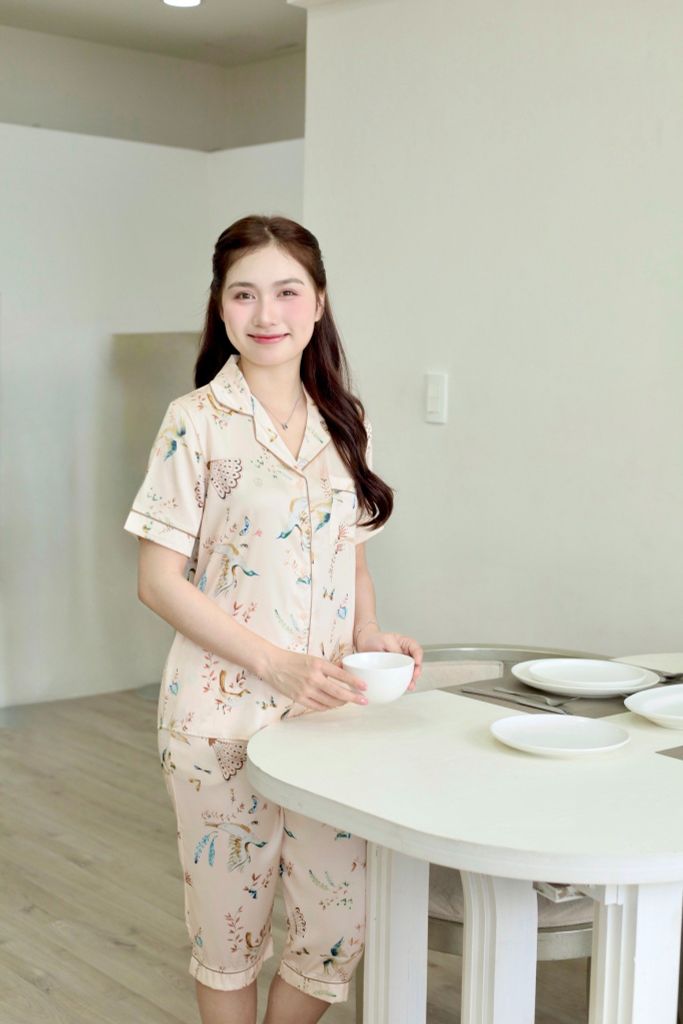 Pijama Lụa latin mềm mại, sang trọng Satino TNQL - Peacock Nude