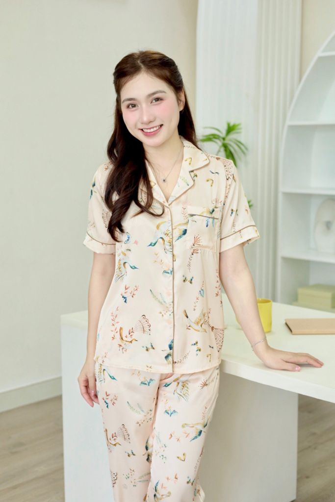 Pijama Lụa latin mềm mại, sang trọng Satino TNQL - Peacock Nude