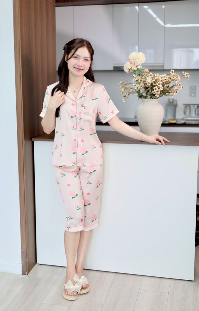 Pijama Lụa latin mềm mại, sang trọng Satino TNQL - Peaches Light Pink