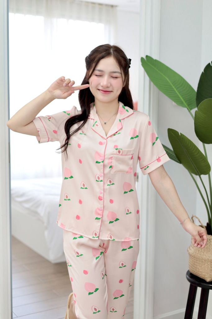 Pijama Lụa latin mềm mại, sang trọng Satino TNQL - Peaches Light Pink