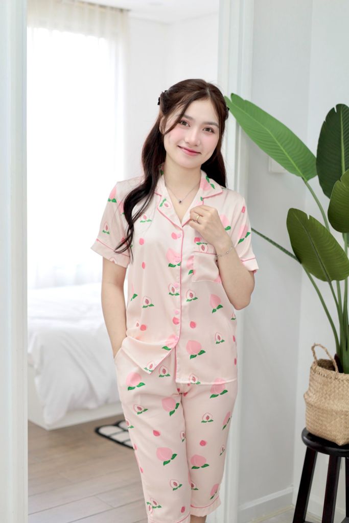 Pijama Lụa latin mềm mại, sang trọng Satino TNQL - Peaches Light Pink