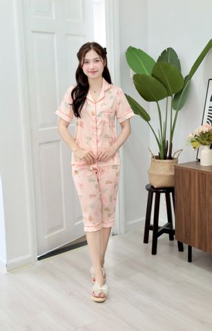 Pijama Lụa latin mềm mại, sang trọng Satino TNQL - Palm Orange