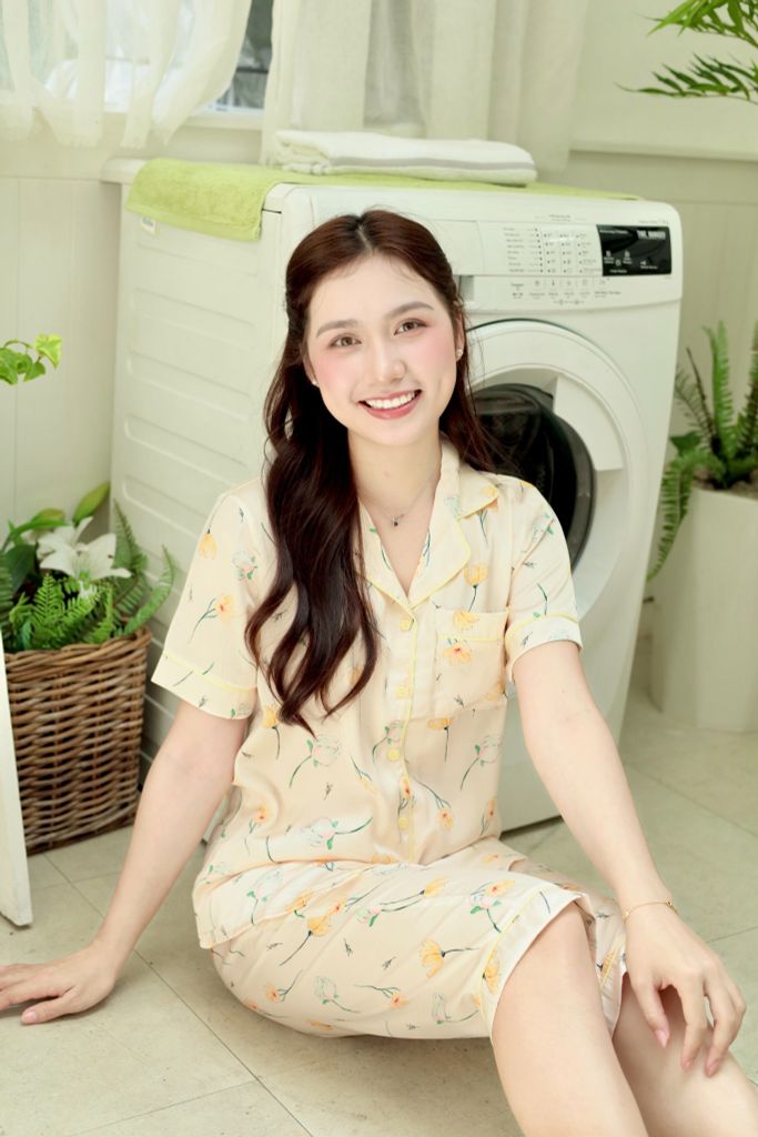 Pijama Lụa latin mềm mại, sang trọng Satino TNQL - Narci Ivory