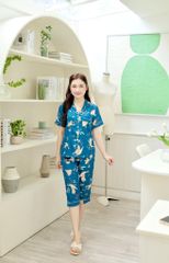Pijama Lụa latin mềm mại, sang trọng Satino TNQL - Peacock Mallard Green