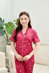 Pijama Lụa latin mềm mại, sang trọng Satino TNQL - Love Red Wine